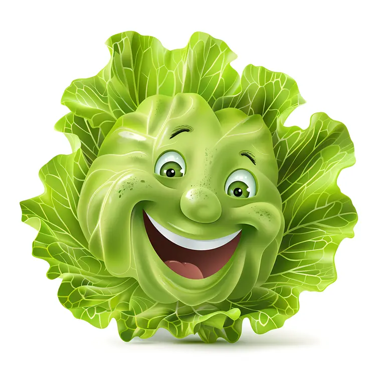 Smiling Green Cabbage Cartoon Character