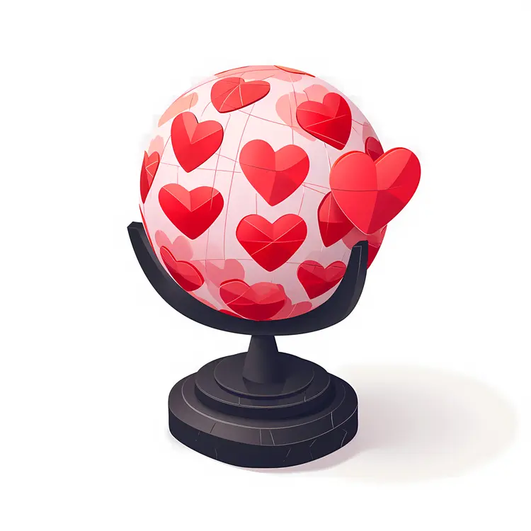 Heart Globe with Black Stand