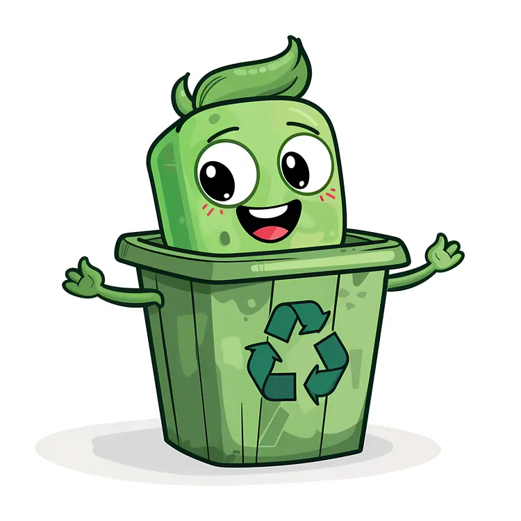 Cartoon recycling bin