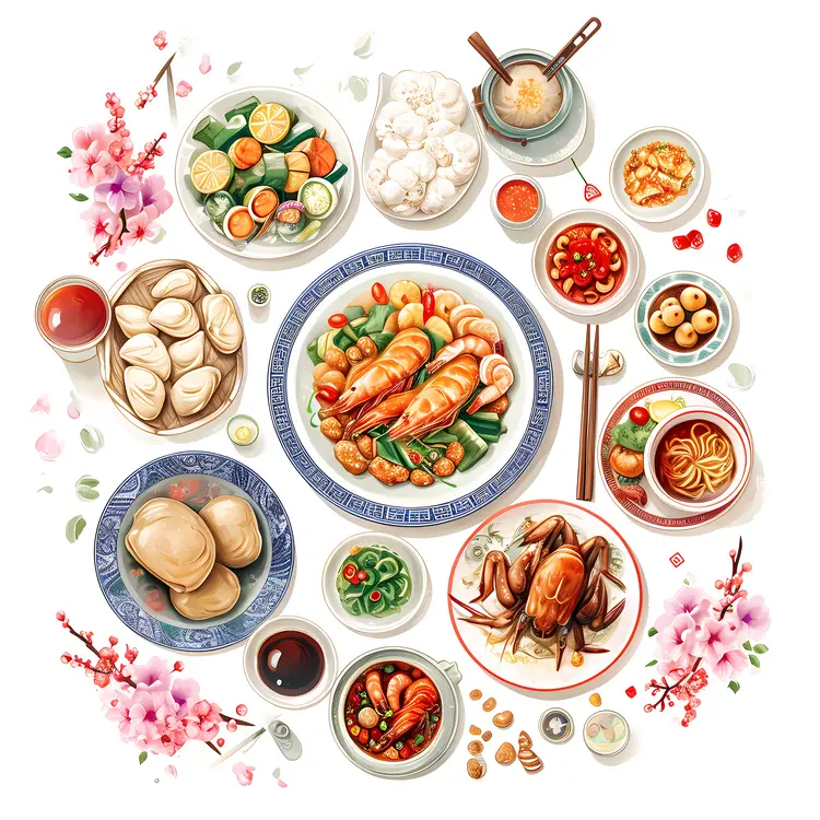 Traditional Chinese Cuisine with Shrimp