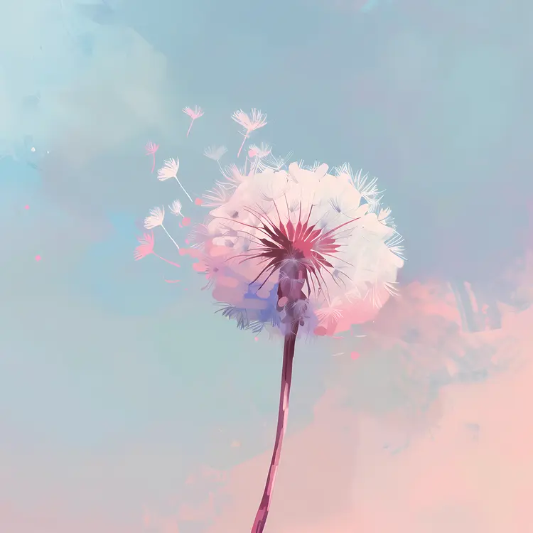 Delicate Dandelion with Colorful Background
