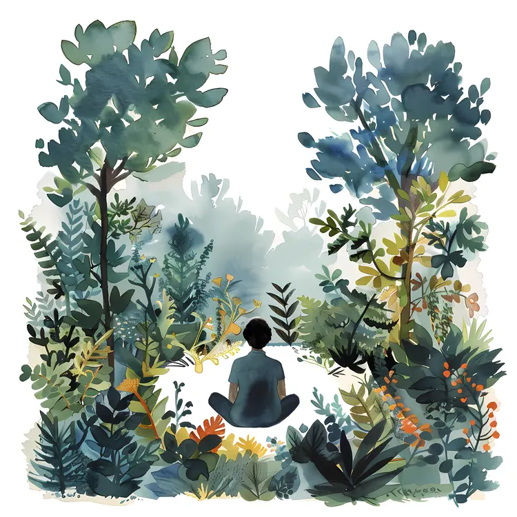 Woman Meditating in a Forest