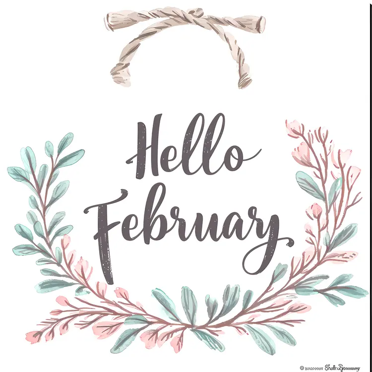 Hello February with Pink Flowers