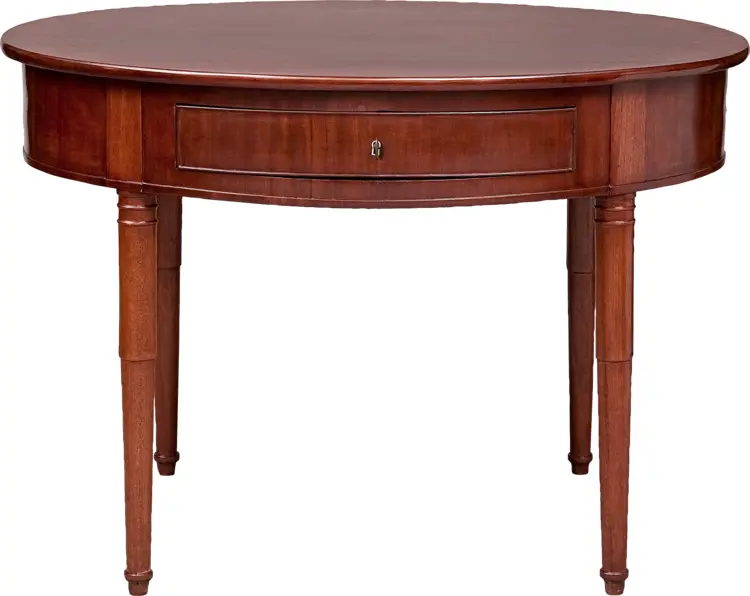 Antique Round Wooden Table with Drawer