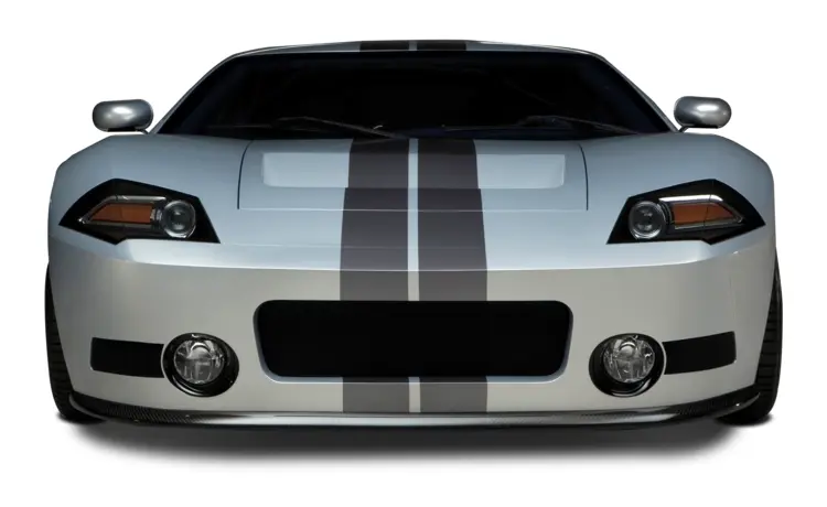 White Sports Car with Racing Stripes