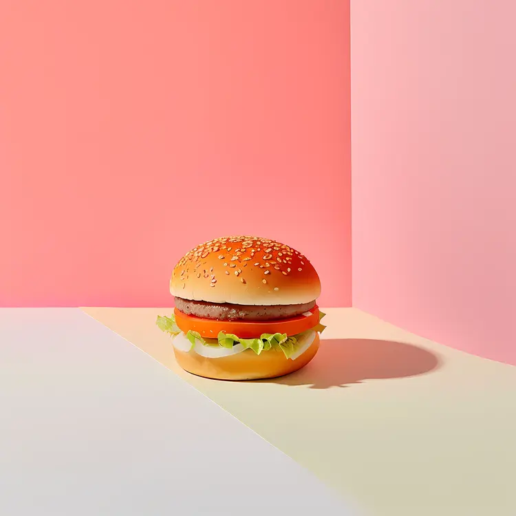 Classic Cheeseburger on Pastel Background