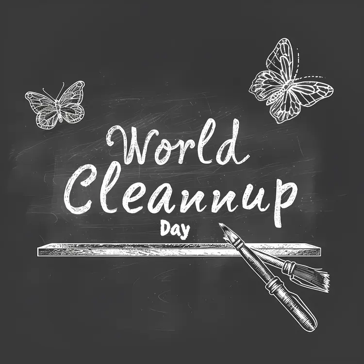 Butterflies and Chalkboard for World Cleanup Day
