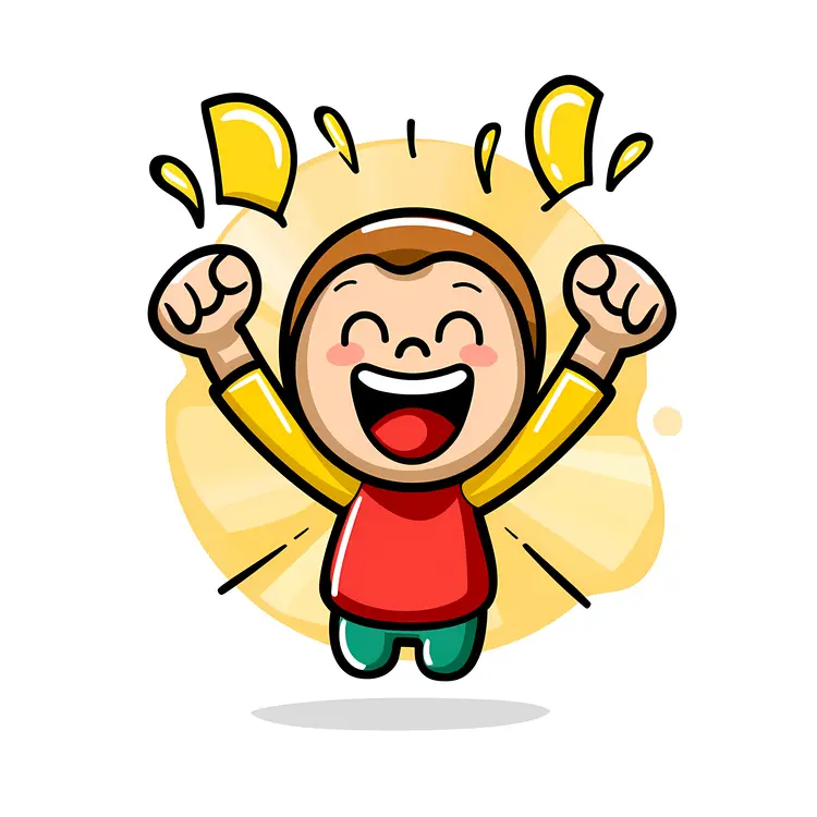 Joyful Cartoon Child Jumping