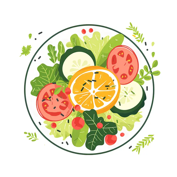 Fresh Vegetable Salad with Lemon Slices
