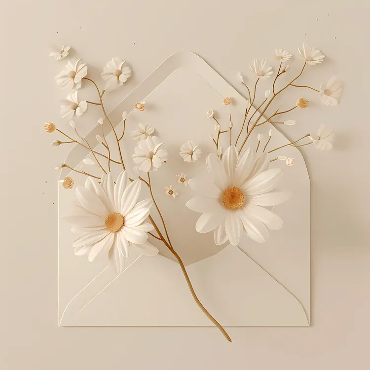 Elegant Daisies and Small Flowers in an Envelope