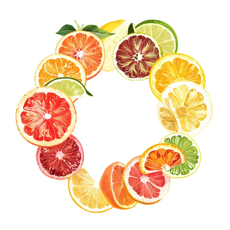 Citrus Fruits in a Circular Arrangement