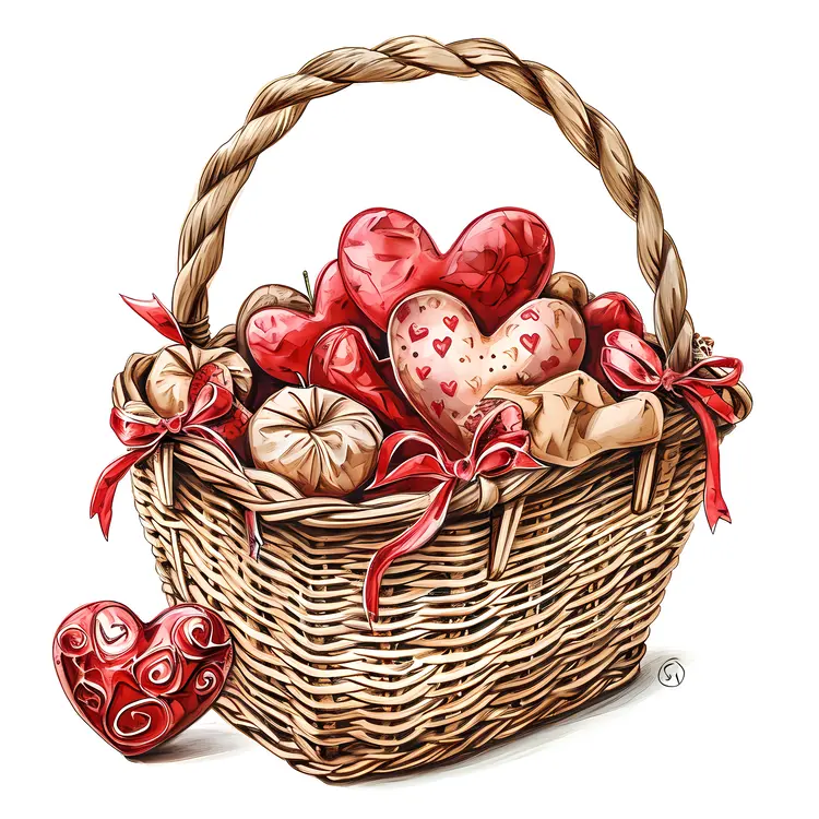 Decorative Heart Basket with Hearts for Valentine's Day