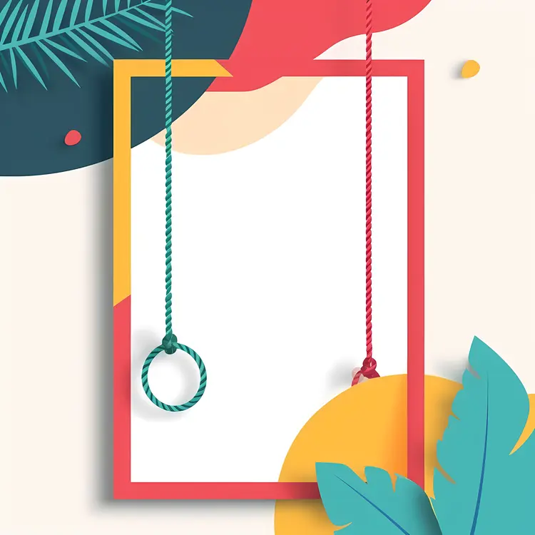 Colorful Frame with Rope and Leaves