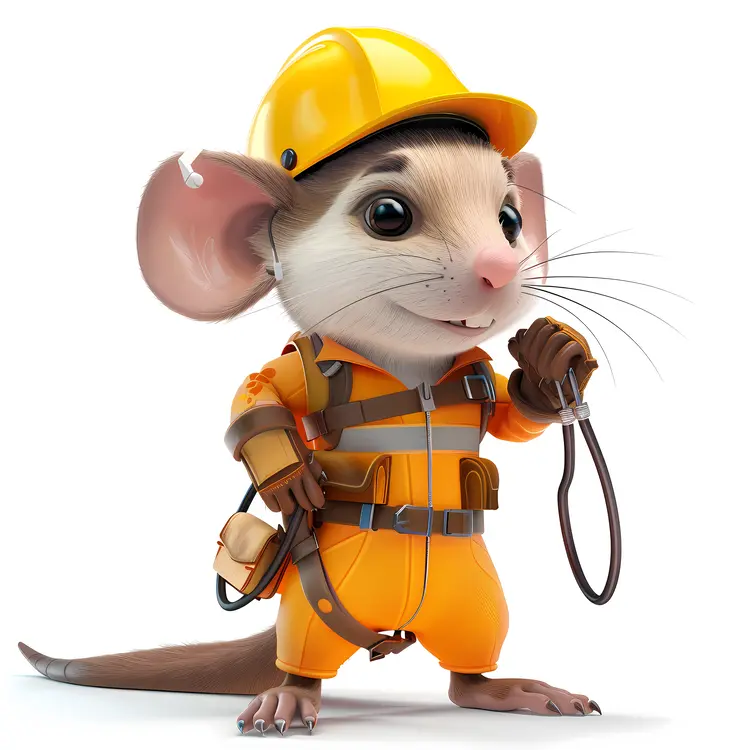 Cute Mouse in Construction Gear