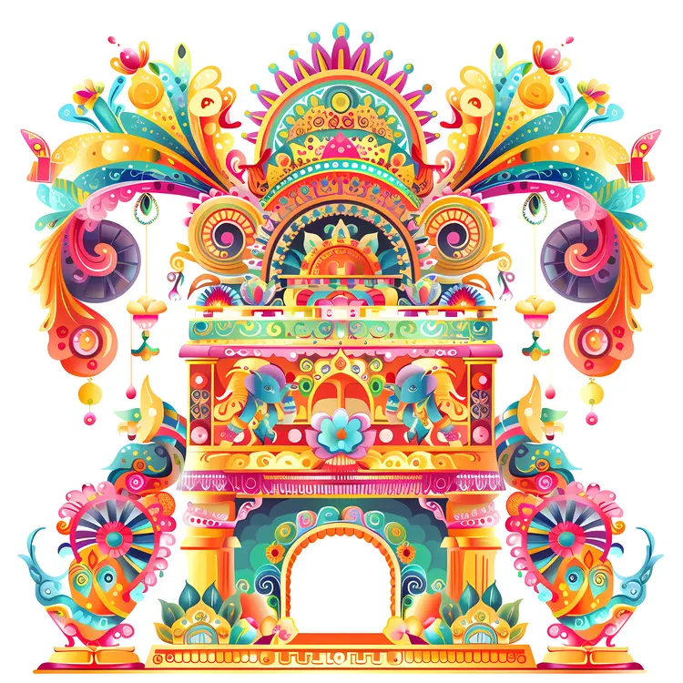Bright and Colorful Temple Artwork