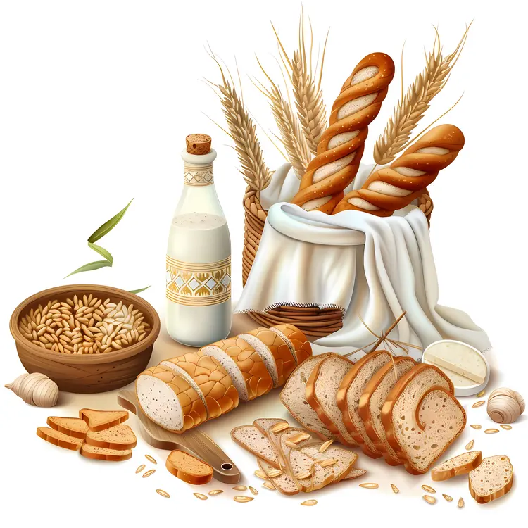 Assorted Bread and Milk for Breakfast