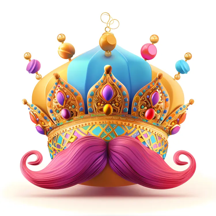Whimsical Crown with Mustache Illustration