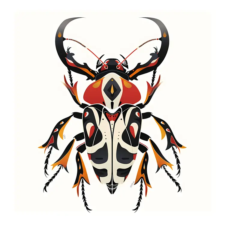 Colorful Patterned Beetle Illustration