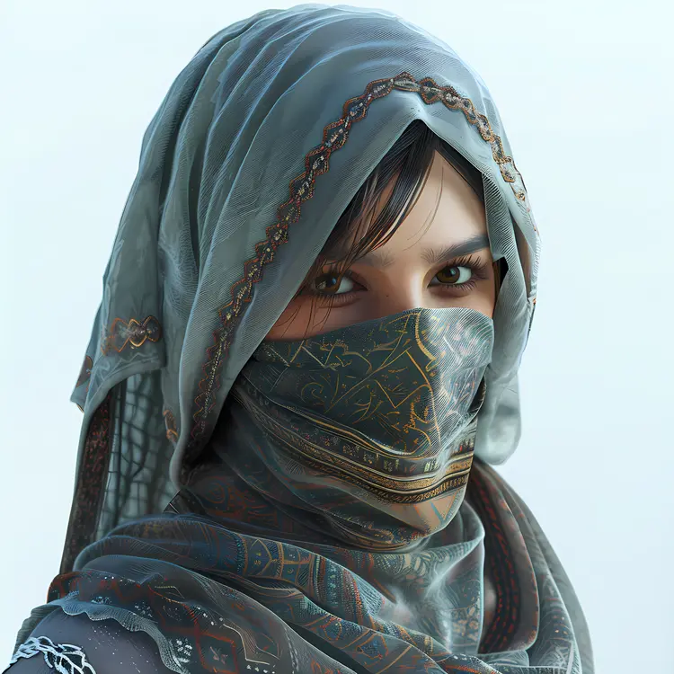 Woman in Hijab with Detailed Design