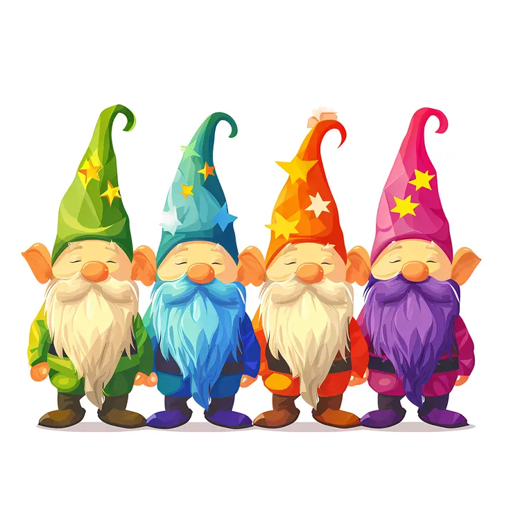 Four Colorful Gnomes in a Row