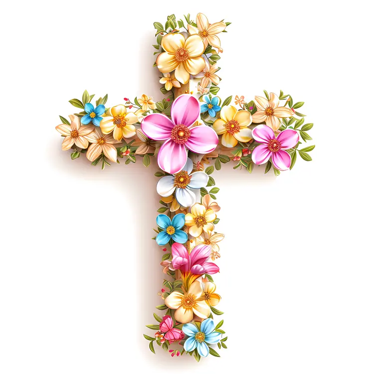 Floral Cross with Colorful Flowers