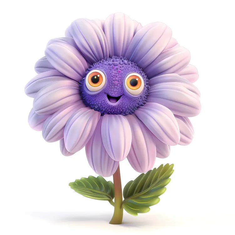 Purple Flower with Cute Face