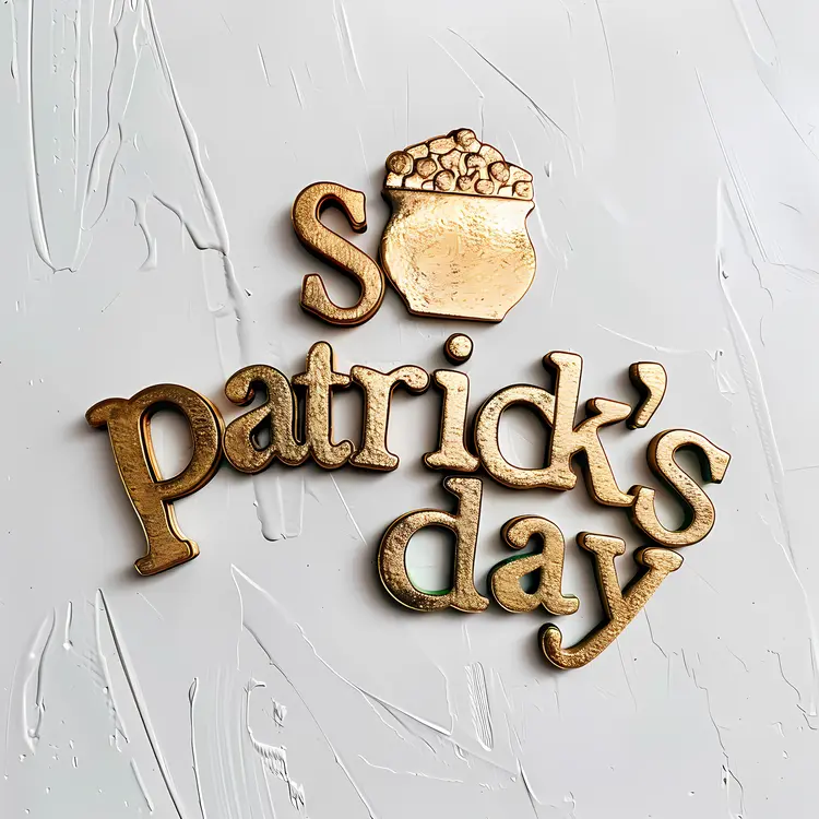 Gold Text with Pot for St. Patrick's Day