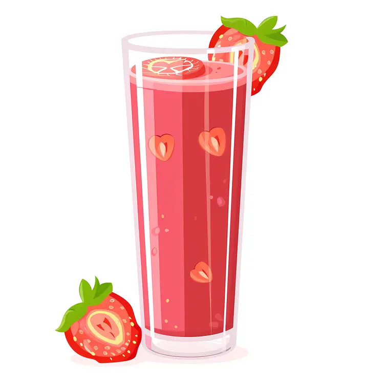 Strawberry Juice with Heart-shaped Slices
