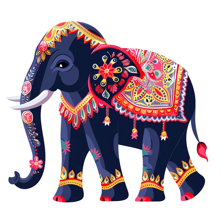 Ornate Decorated Elephant Illustration