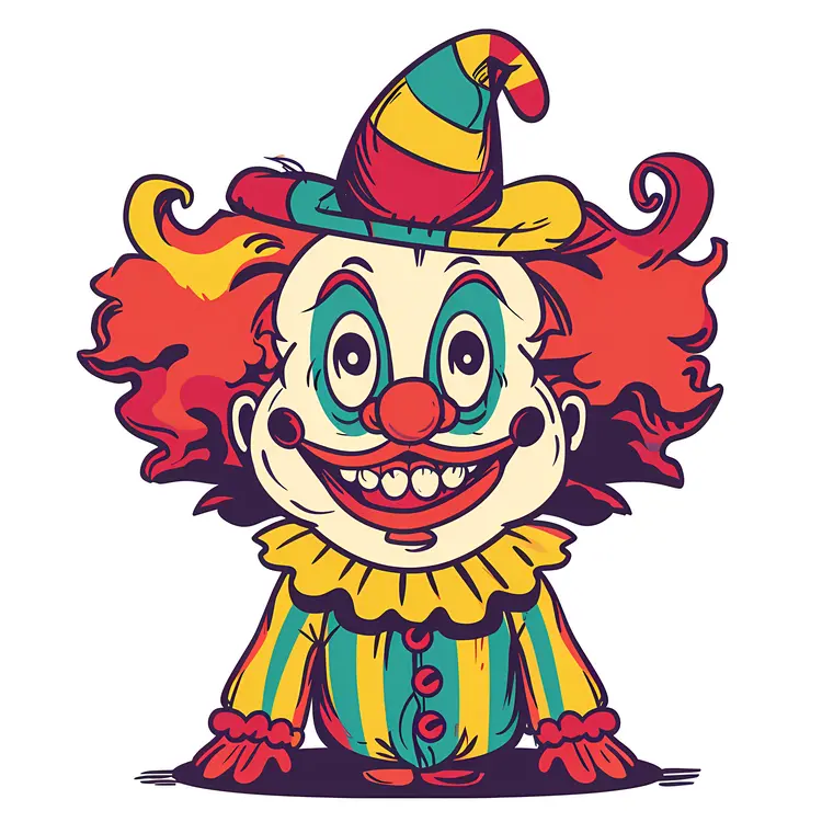 Striped Clown with Colorful Hat
