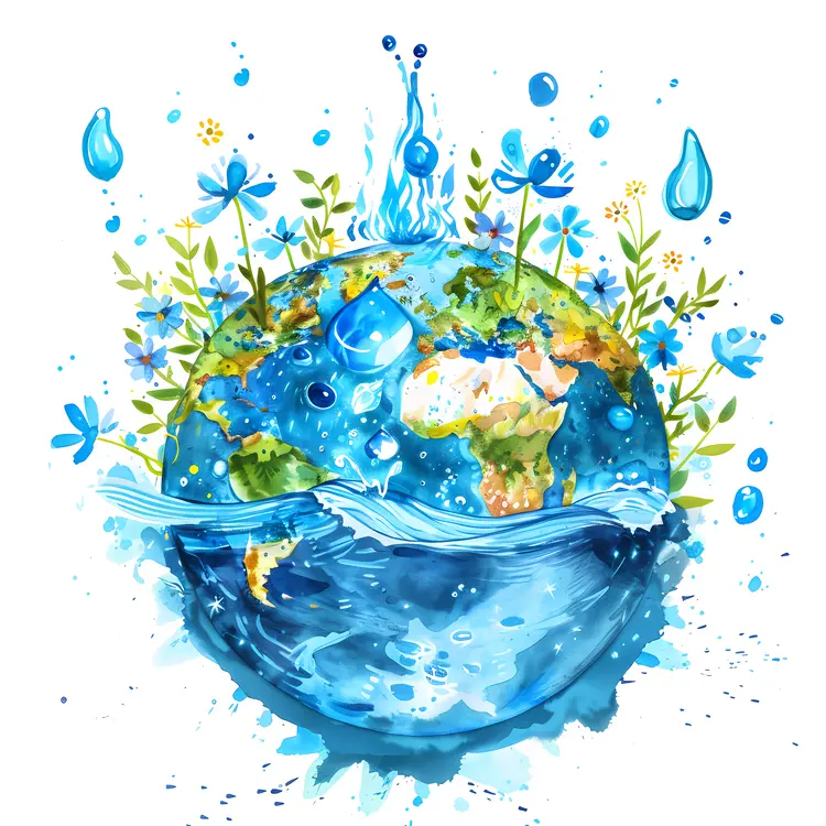 Earth with Water and Flowers