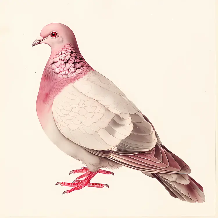 Pink and White Pigeon Illustration