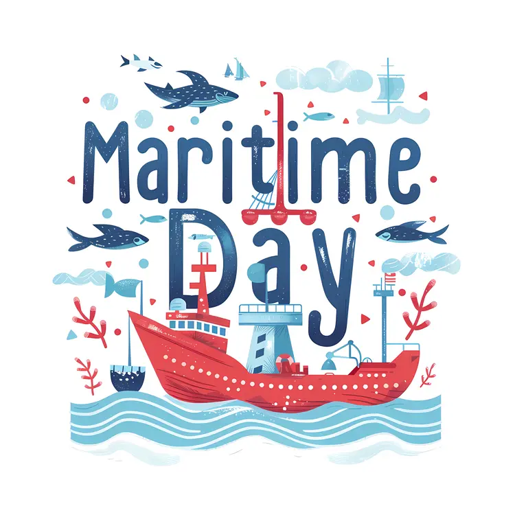 Maritime Day Celebration with Boats and Sea Creatures