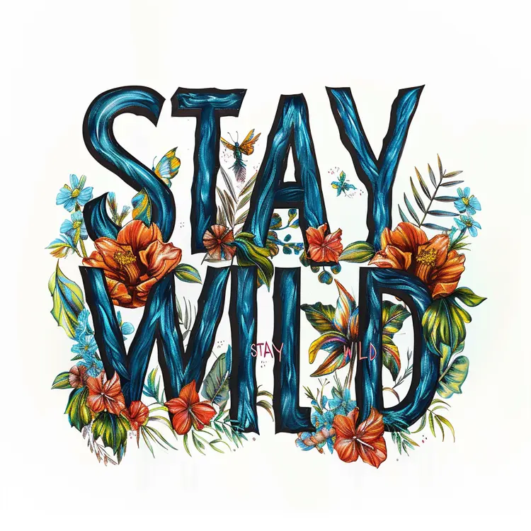 Stay Wild Floral Typography