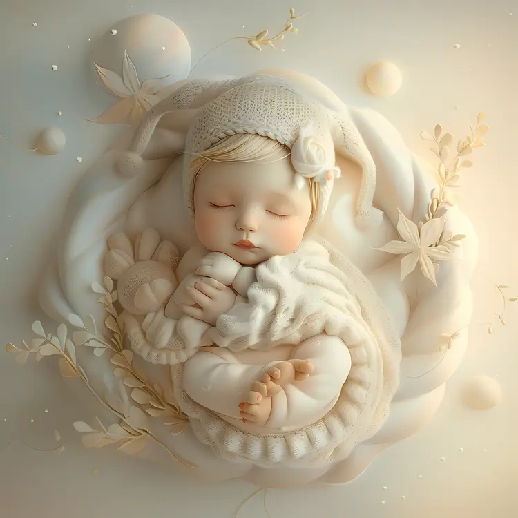Sleeping Baby with Toy Illustration