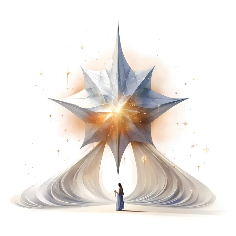 Person Standing with Large Star Illustration