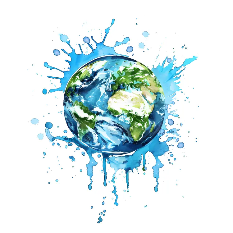 Watercolor Earth with Splash