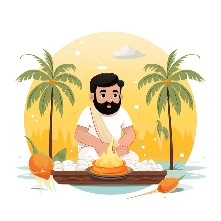 Man Performing Ritual with Fire