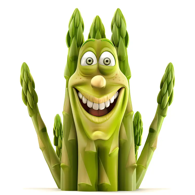 Smiling Asparagus Cartoon Character
