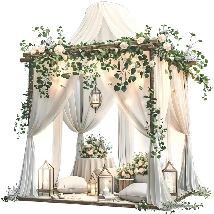 Beautiful Wedding Pavilion with Floral Arrangements
