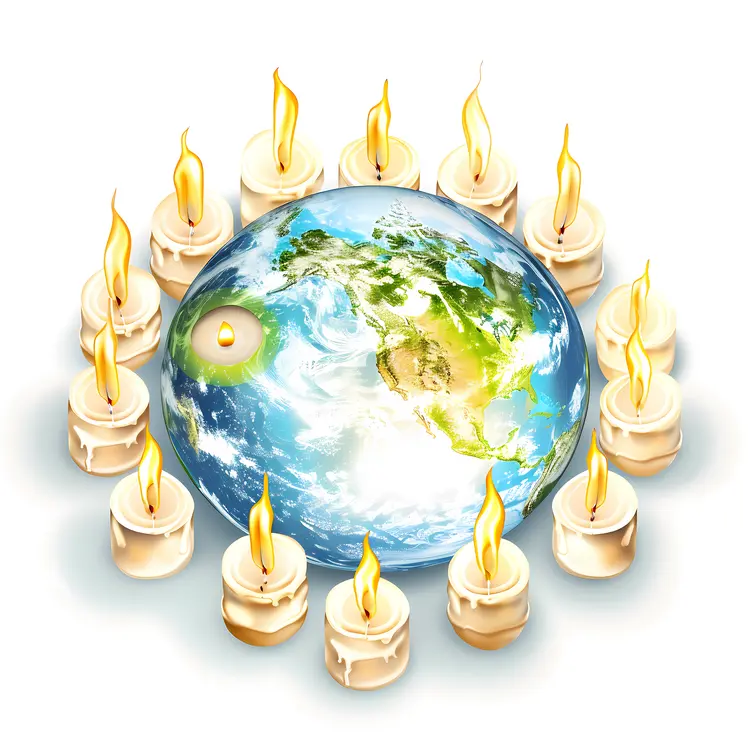Earth with Candles in a Circle