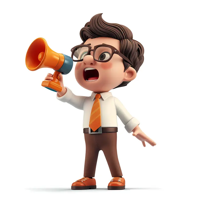 Cartoon Boy with Megaphone