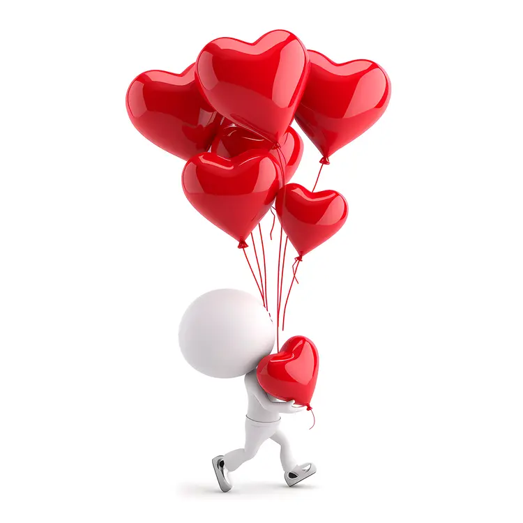 Red Heart Balloons for Valentine's Day