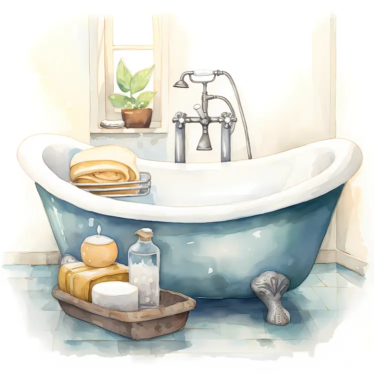 Inviting Bathtub with Essentials