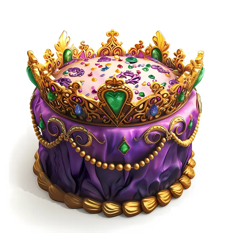 Purple and Gold Crown Cake with Jewels