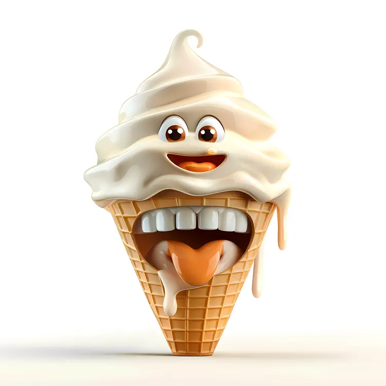 Smiling White Ice Cream Cone