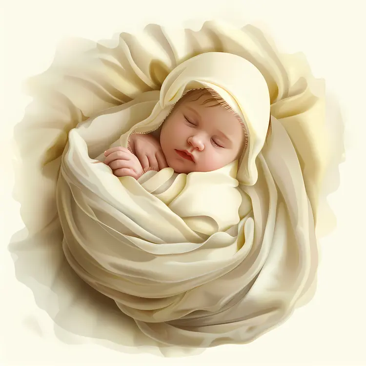 Sleeping Baby Wrapped in Blanket