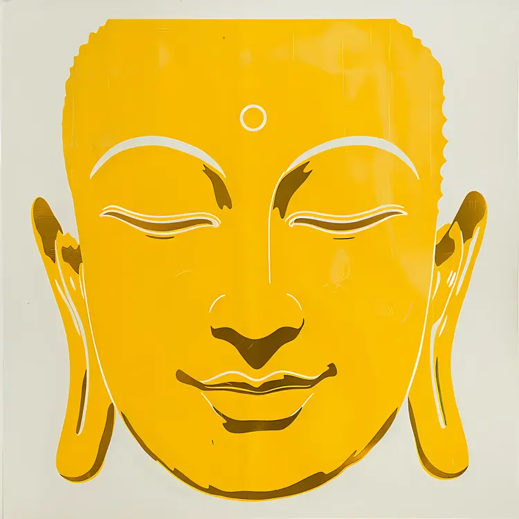 Yellow Buddha Face Illustration