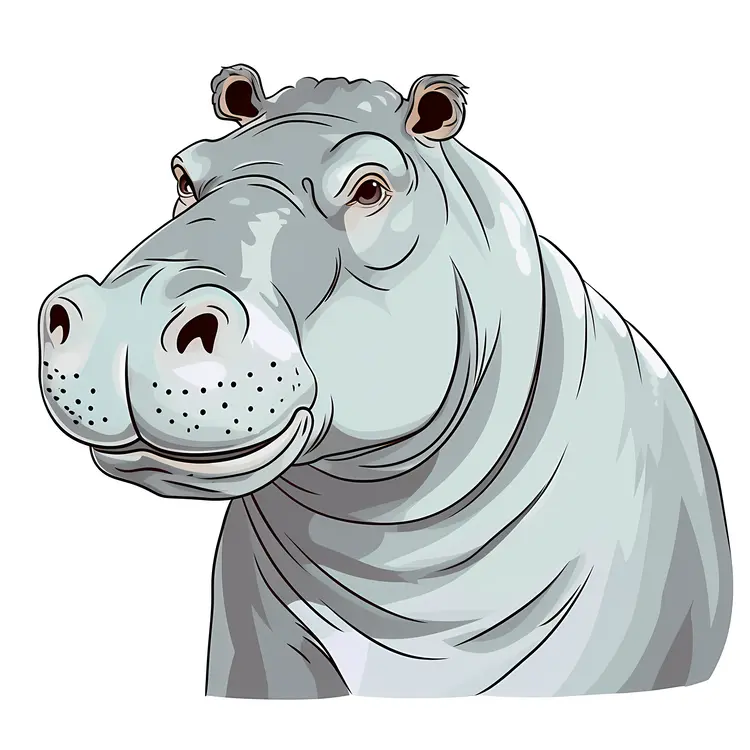 Large Gray Hippopotamus