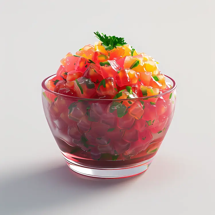 Colorful Salmon Poke in Glass Bowl